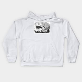 Old Timey Whale Attack Kids Hoodie